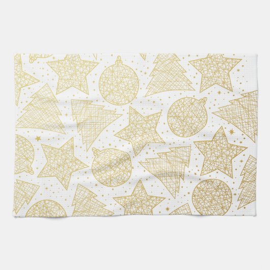 Gold und weiße Weihnachtsküche Handtücher (Horizontal)