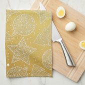 Gold und weiße Weihnachtsküche Handtücher (Viertel Falte)