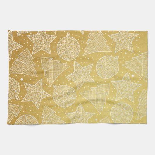 Gold und weiße Weihnachtsküche Handtücher (Horizontal)