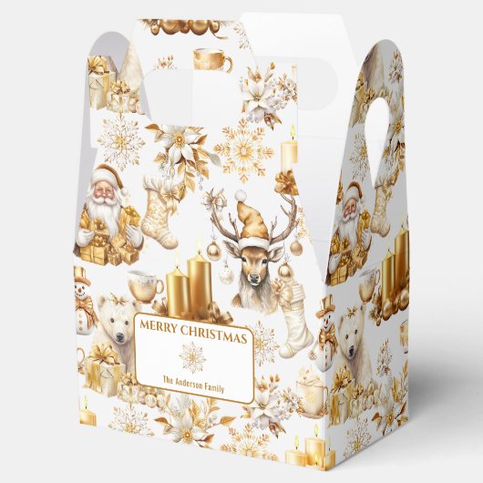 Gold und weiße Weihnachtssymbole Geschenkschachtel (Geöffnet)