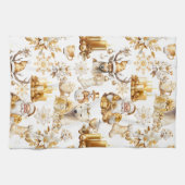 Gold und weiße Weihnachtssymbole Geschirrtuch (Horizontal)