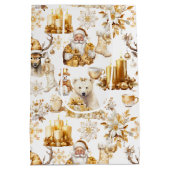 Gold und weiße Weihnachtssymbole Mittlere Geschenktüte (Rückseite)