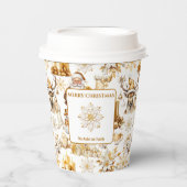 Gold und weiße Weihnachtssymbole Pappbecher (Vorderseite)