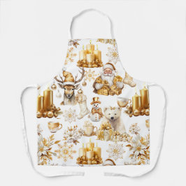 Gold und weiße Weihnachtssymbole Schürze