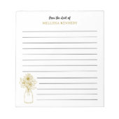 Gold und weiße Wildblume vom Schreibtisch der Notizblock (Vorderseite)