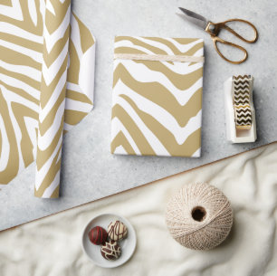 Gold und Weiße Zebrastreifen - Tierwerbung Geschenkpapier