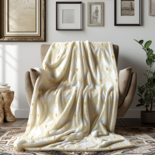 Gold- und weißer Art-Deco-Nahtlosmuster 3 Fleecedecke