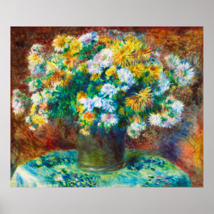 Gold- und weißer Blumenstrauß Impressionistische K Poster