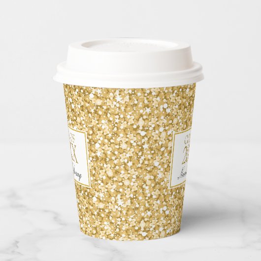 Gold und Weißer Glitzer - Abschlüsse Papier Cup Pappbecher (Links)