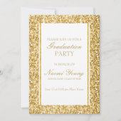 Gold und Weißer Glitzer Einladung (Vorderseite)