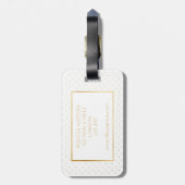 Gold und weißer kleiner Tupfen-Gepäckanhänger Gepäckanhänger (Rückseite vertikal)