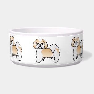 Gold- und weißer Lhasa Apso süßer Cartoon-Hund Napf