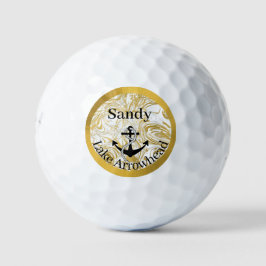 Gold und weißer Marmor, schwarz Golfball