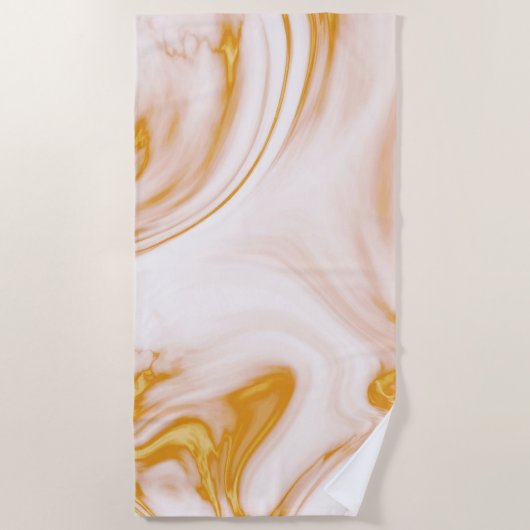 Gold und weißer Marmorstein Strandtuch (Vorderseite)