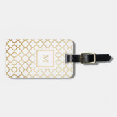 Gold und weißer quatrefoil Gepäckanhänger (Vorderseite horizontal)