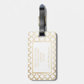 Gold und weißer quatrefoil Gepäckanhänger (Rückseite vertikal)