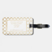 Gold und weißer quatrefoil Gepäckanhänger (Rückseite horizontal)