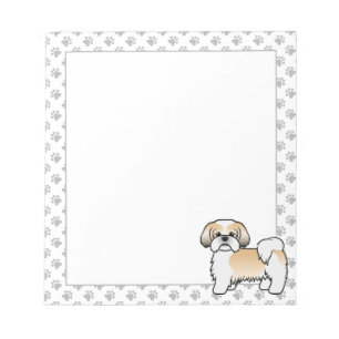 Gold- und Weißer Shih Tzu Süßer Cartoon-Hund Notizblock