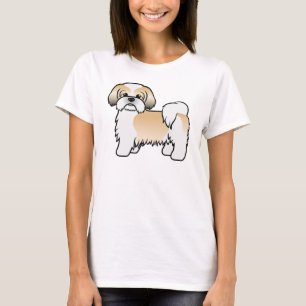 Gold- und Weißer Shih Tzu Süßer Cartoon-Hund T-Shirt