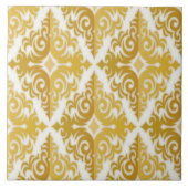 Gold und weißer Tapetendamast Fliese (Vorderseite)