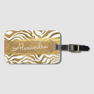 Gold und weißer Tierdruck mit GoldGlitzer Gepäckanhänger