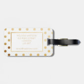 Gold und weißer Tupfen-Gepäckanhänger Gepäckanhänger (Rückseite horizontal)