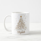Gold und weißer Weihnachtsbaum mit Namen Kaffeetasse (Links)