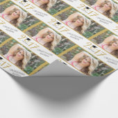 Gold und weißes, Absolvent-Hut, Foto-Abschluss Geschenkpapier (Ecke)