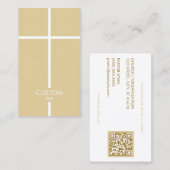 Gold und Weißes Einfaches Kreuz Visitenkarte (Vorne/Hinten)