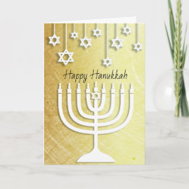 Gold und weißes Menorah glückliches Chanukka Karte