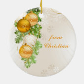 Gold-und weißes Weihnachtsbälle Keramik Ornament (Hinten)
