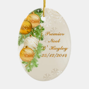 Gold-und weißes Weihnachtsbälle Keramik Ornament