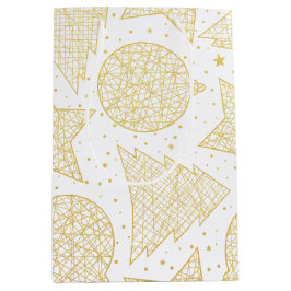 Gold-und weißes Weihnachtsmuster-Geschenk-Tasche Mittlere Geschenktüte