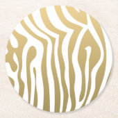 Gold und weißes Zebra-Streifen-Muster Runder Pappuntersetzer (Vorderseite)