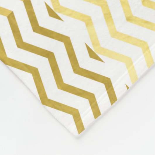 Gold und weißes Zickzack mit Monogramm Fleecedecke (Ecke)