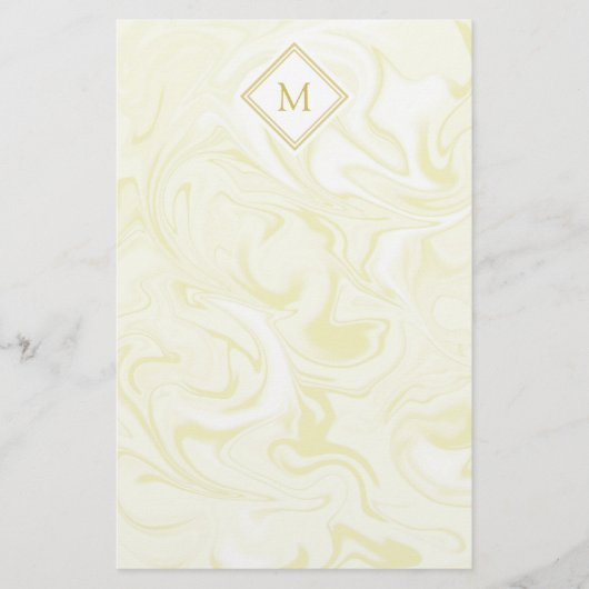 Gold- und Weißmarmor-Look mit Diamond Monogram Briefpapier (Vorderseite)
