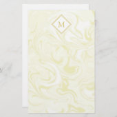 Gold- und Weißmarmor-Look mit Diamond Monogram Briefpapier (Vorne/Hinten)