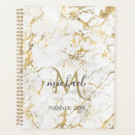 Gold- und Weißmarmor mit Schwarz-Monogramm Planer<br><div class="desc">Klassisches elegantes Design mit weißem und goldgelbem Marmor und Monogramm. Die Vorlage wurde Set,  sodass Sie nur Ihren Namen hinzufügen müssen,  um das Design zu vervollständigen.</div>