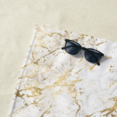 Gold- und Weißmarmor mit Schwarz-Monogramm Strandtuch (Beispiel)