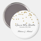 Gold- und Weißpolka-Dots-Glitzer Save the Date Magnet (Vorderseite/Rückseite)
