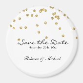 Gold- und Weißpolka-Dots-Glitzer Save the Date Magnet (Vorne)