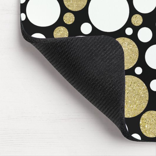 Gold- und Weißpolka-Punkte Mousepad (Ecke)