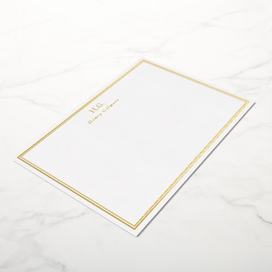 Gold- und Weißrahmen Mit Monogramm Folieneinladung (Gedreht)