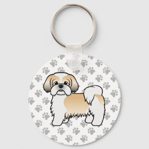 Gold und WeißShih Tzu Süßer Cartoon-Hund Schlüsselanhänger