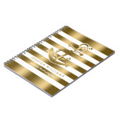 Gold- und Weißstreifenmuster mit Ankern Notizblock (Linke Seite)