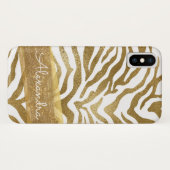 Gold- und Weißtierdrucke mit Gold-Glitzer Case-Mate iPhone Hülle (Rückseite (Horizontal))