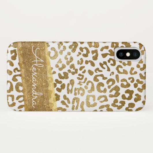 Gold- und Weißtierdrucke mit Gold-Glitzer Case-Mate iPhone Hülle (Rückseite (Horizontal))