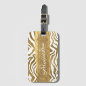 Gold- und Weißtierdrucke mit Gold-Glitzer Gepäckanhänger (Vorderseite Vertikal)