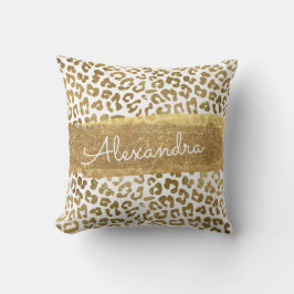 Gold- und Weißtierdrucke mit Gold-Glitzer Kissen