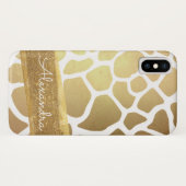 Gold- und Weißtiermuster mit Gold-Glitzer Case-Mate iPhone Hülle (Rückseite (Horizontal))